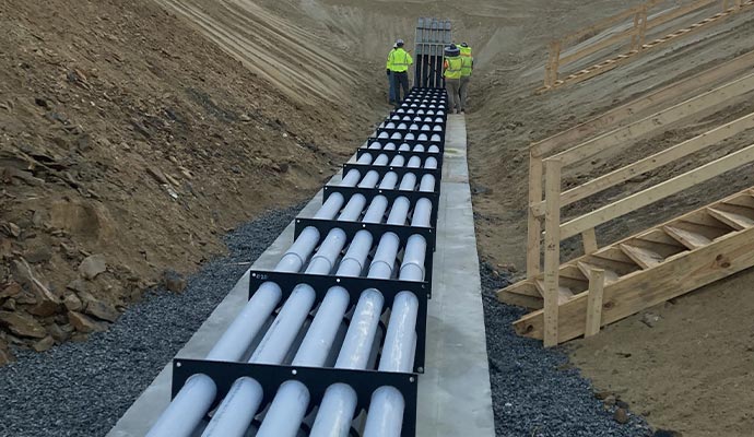 Conduit layout control active construction zone